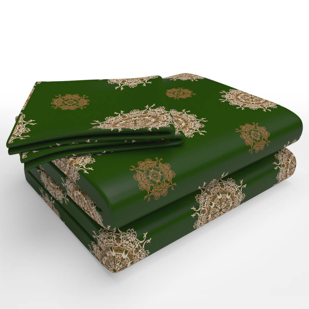 best forest green mandala cotton folded single bed bedsheets